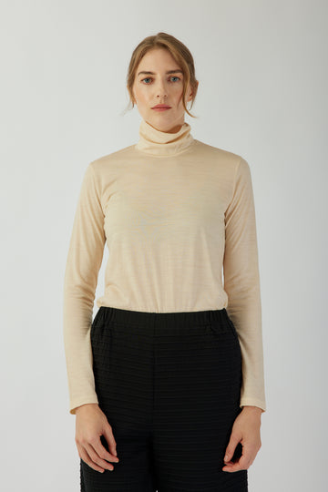 WOOL JERSEY TURTLENECK