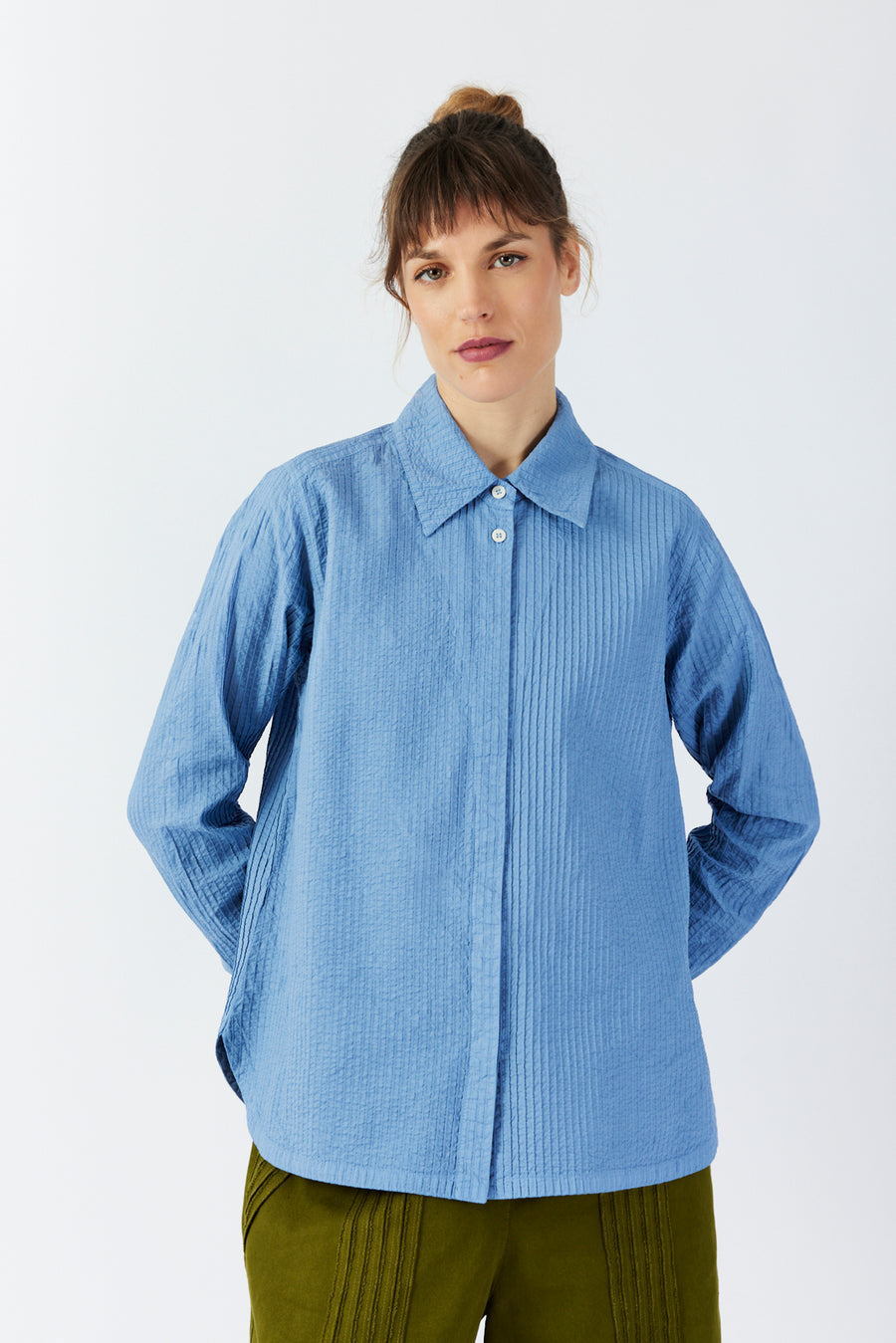 LAPEL PLEAT SHIRT