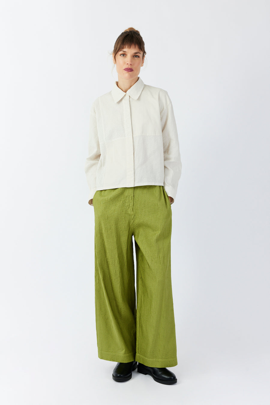 SOFT TWILL PINTUCK TROUSERS