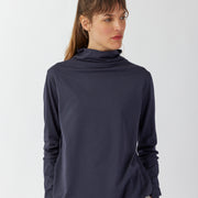 DRAPED NECK COTTON JERSEY TOP