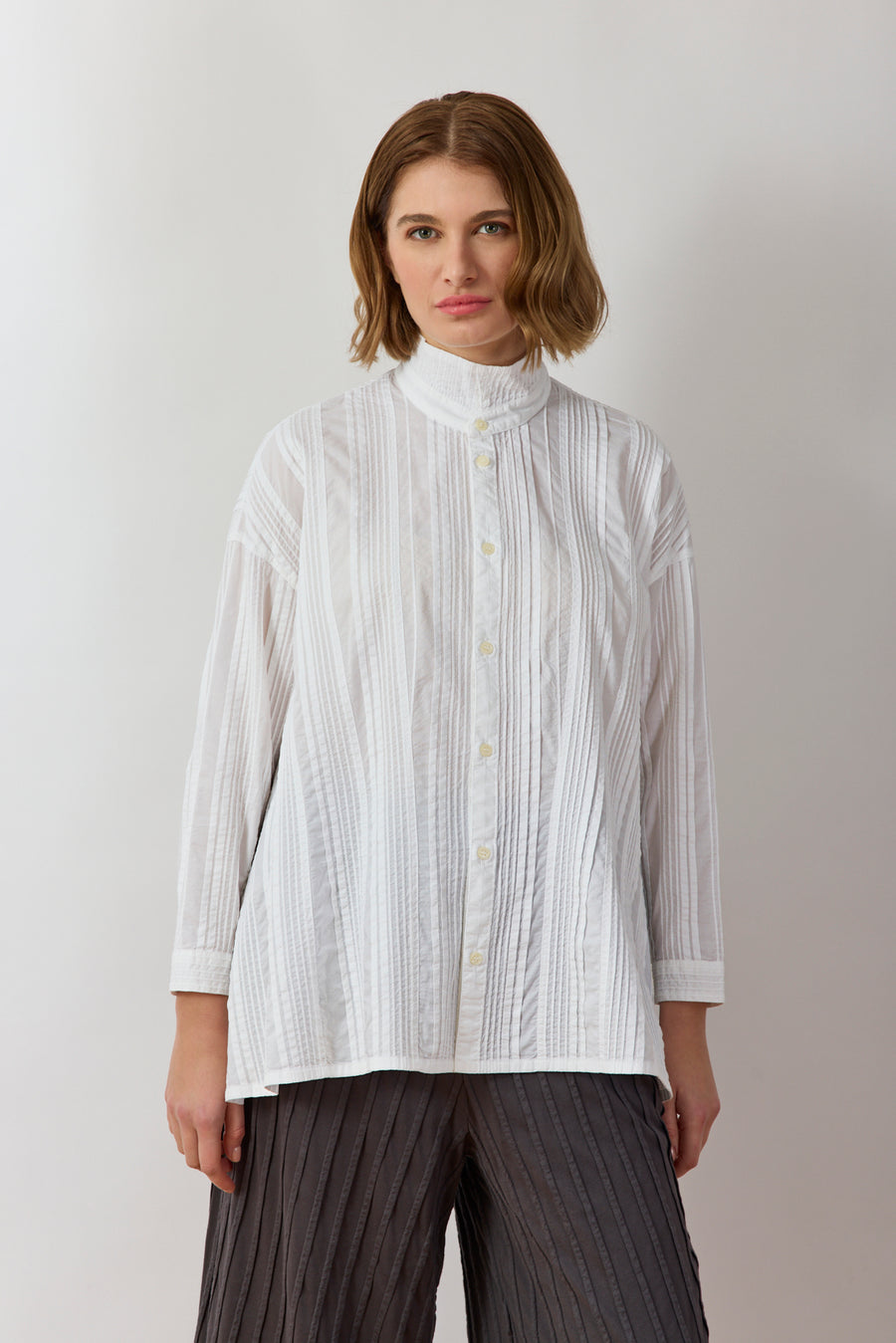 PLEATED OVERSHIRT