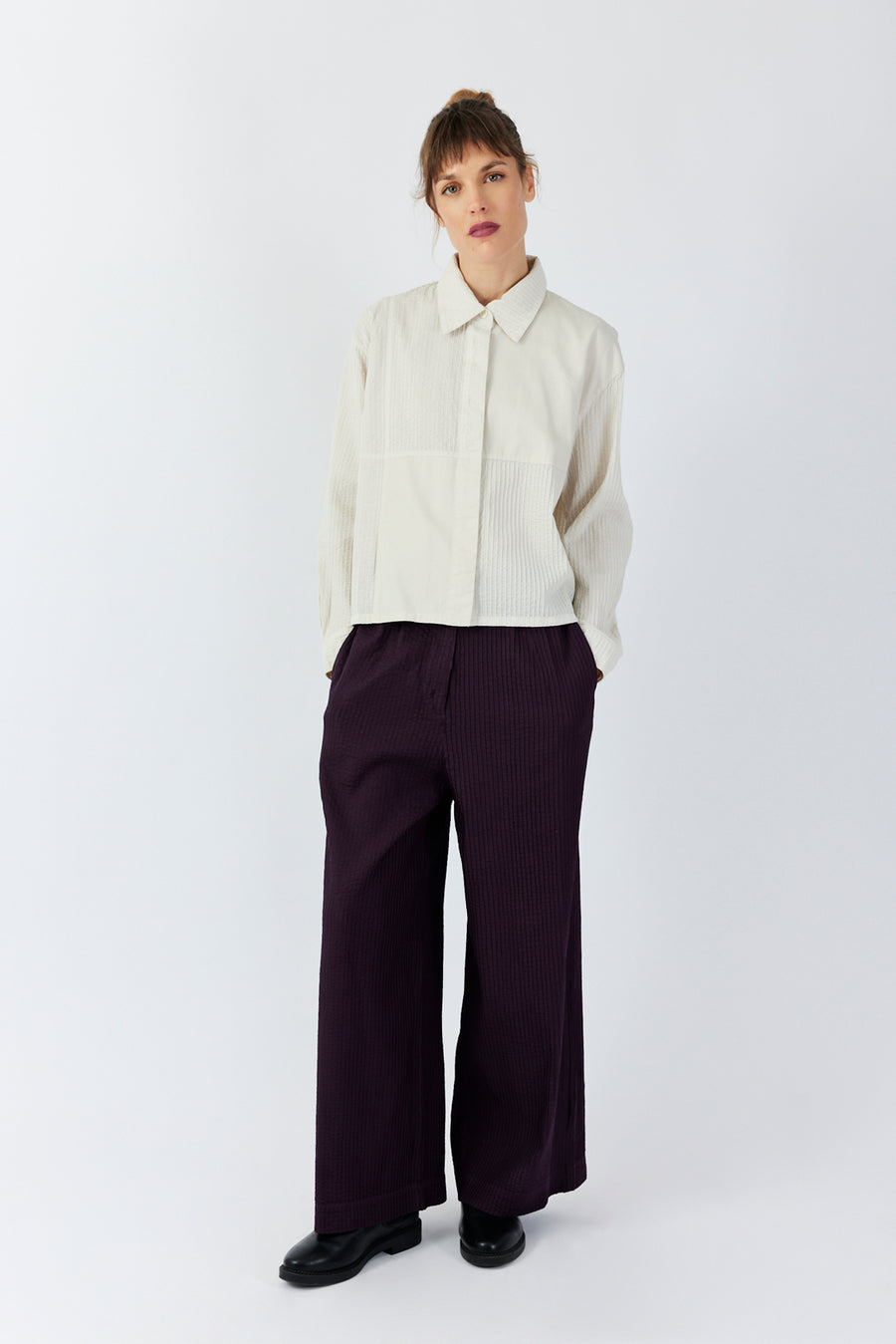 SOFT TWILL PINTUCK TROUSERS