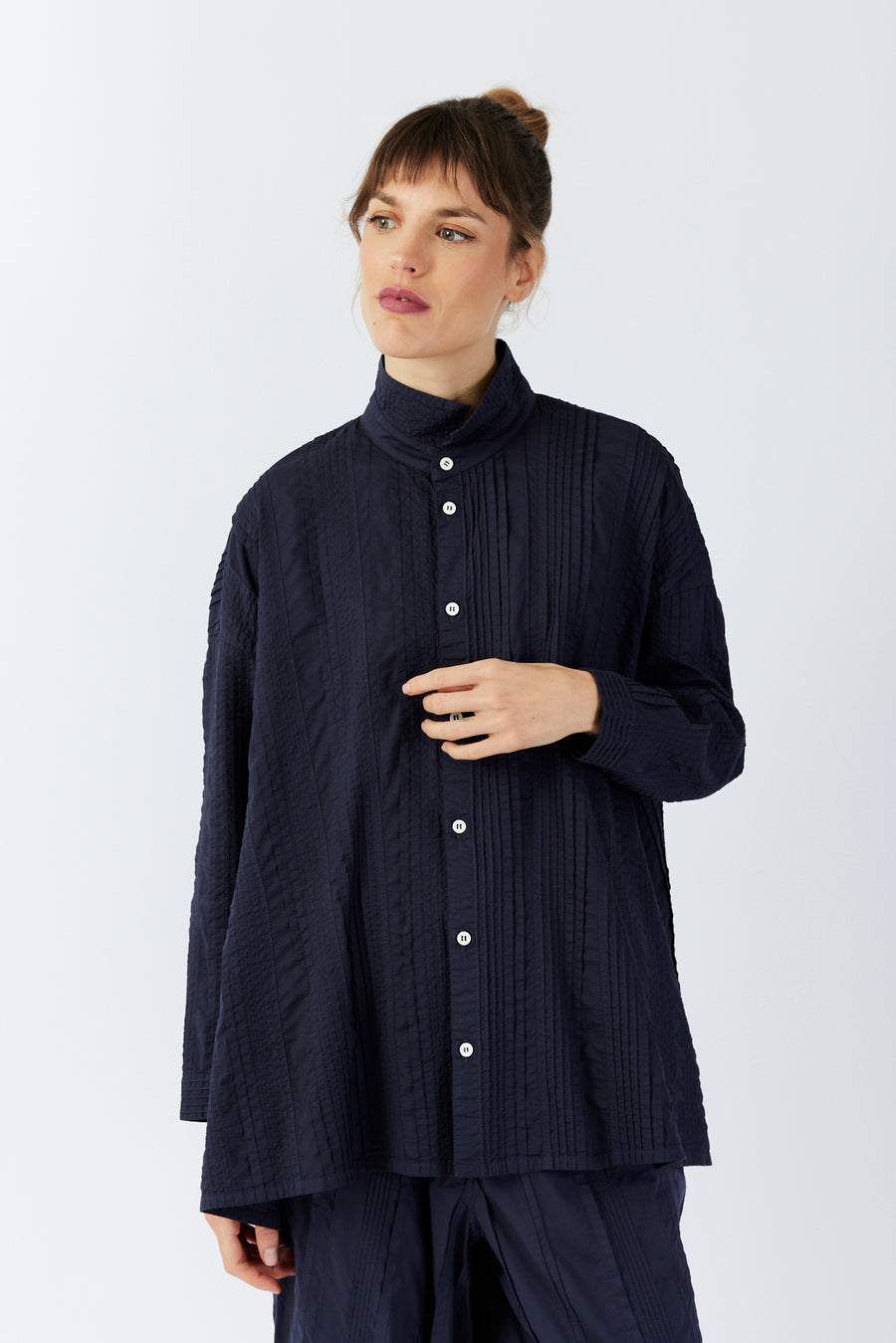 PLEATED OVERSHIRT