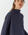 DRAPED NECK COTTON JERSEY TOP