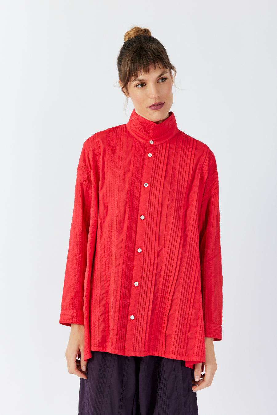 PLEATED OVERSHIRT