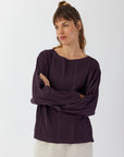 COTTON JERSEY PINTUCK BOATNECK TOP