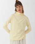 DRAPED NECK COTTON JERSEY TOP