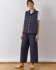 PINTUCK COTTON JERSEY TROUSER