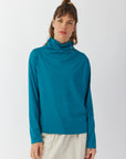 DRAPED NECK COTTON JERSEY TOP