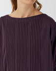 COTTON JERSEY PINTUCK BOATNECK TOP