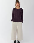 COTTON JERSEY PINTUCK BOATNECK TOP