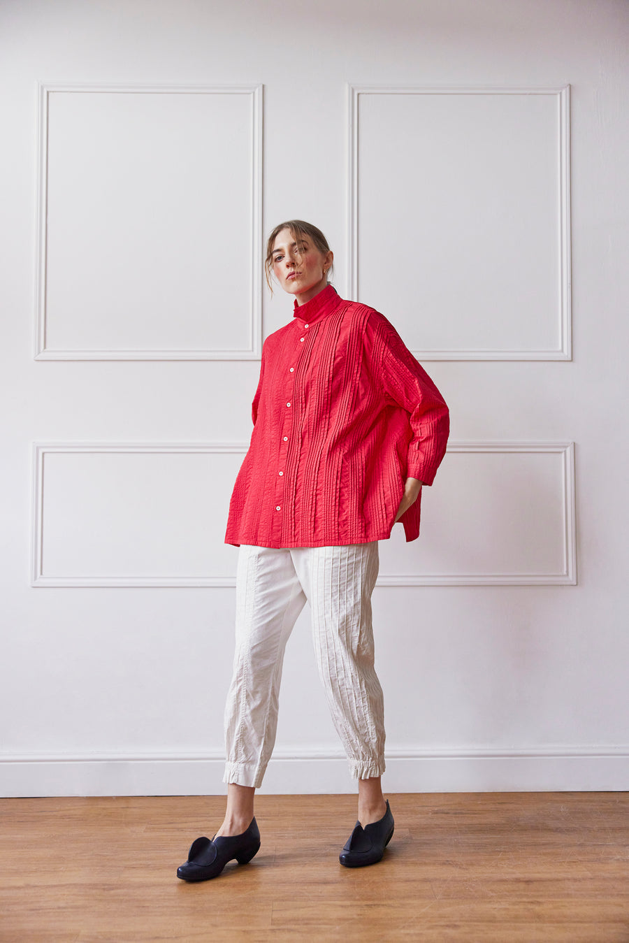 PLEATED OVERSHIRT