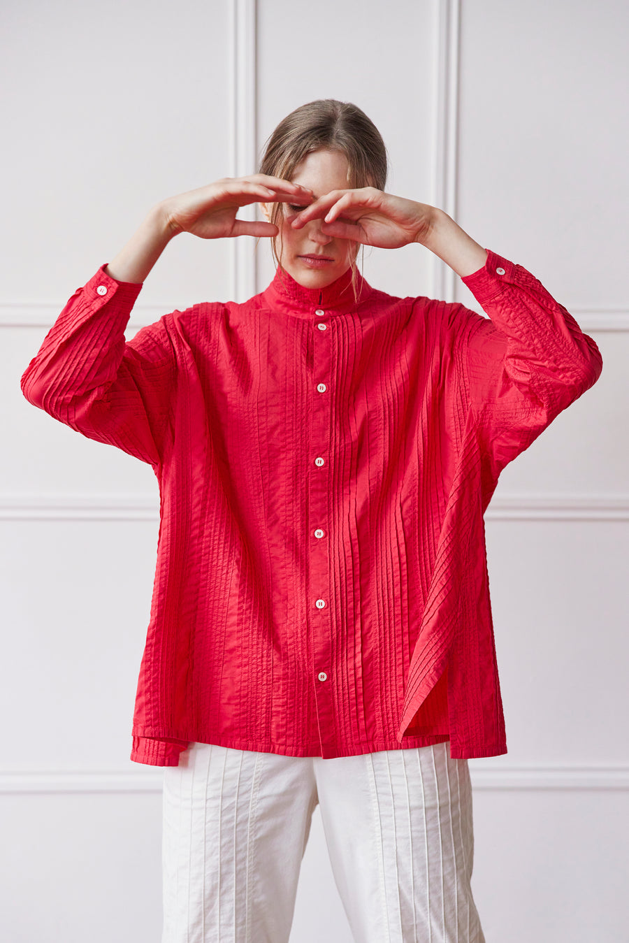 PLEATED OVERSHIRT