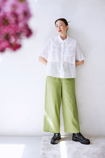 SOFT TWILL PINTUCK TROUSERS