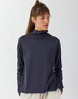 DRAPED NECK COTTON JERSEY TOP