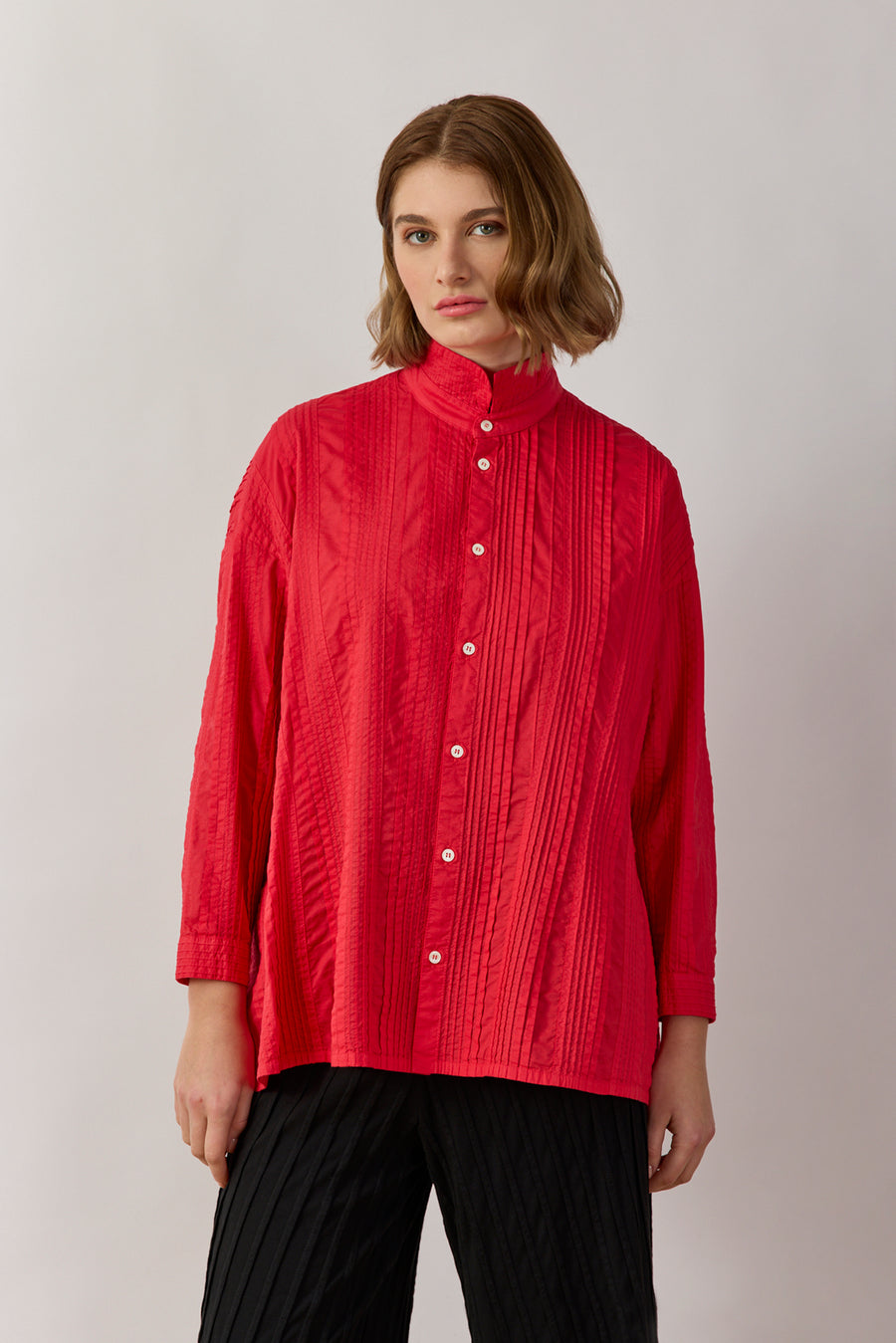 PLEATED OVERSHIRT